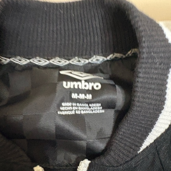 Umbro Double Diamond Logo Canvas Mens M Full Zip Mock Neck Black/White - Picture 2 of 3